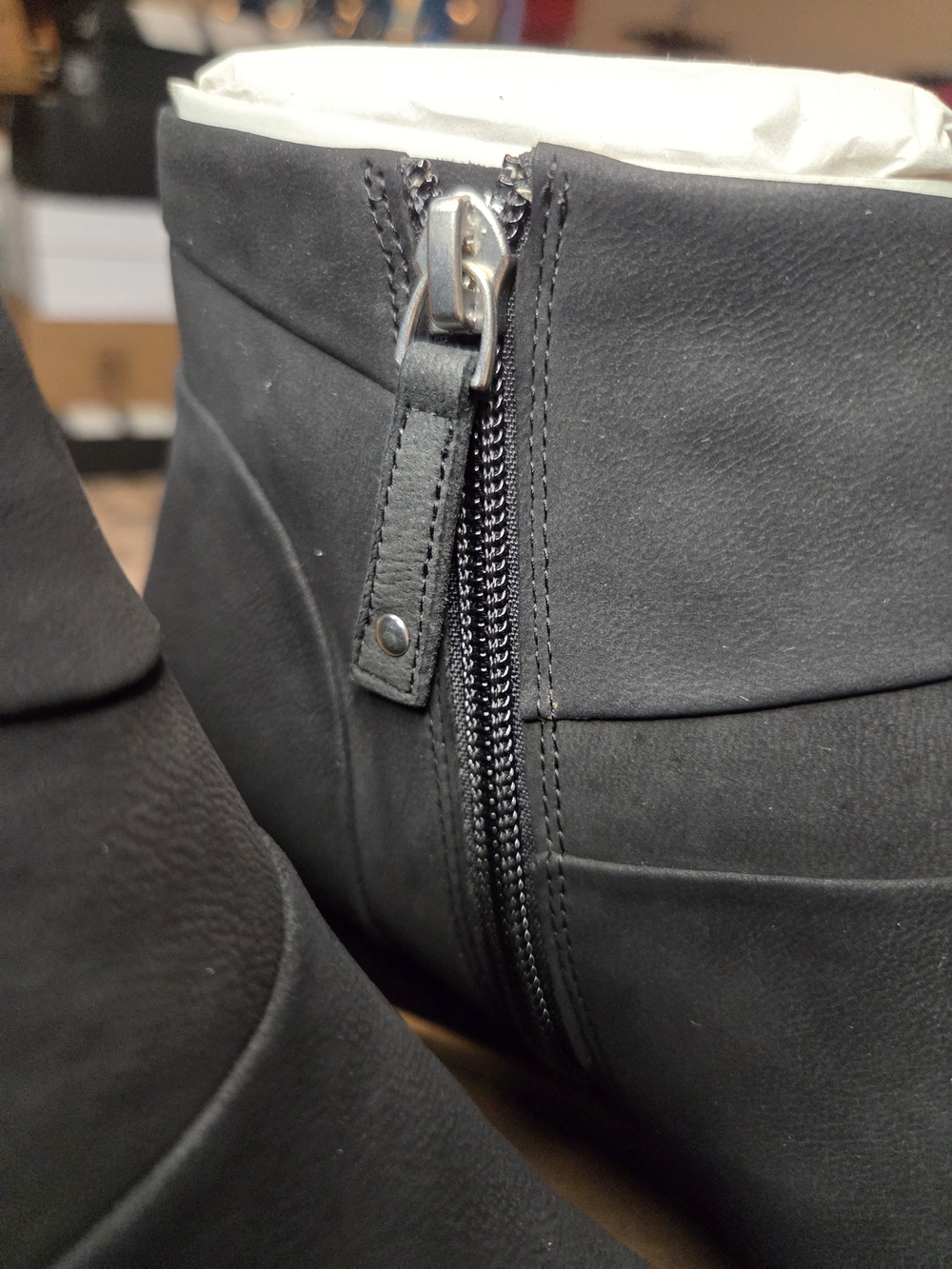 NIB Linea Paolo Yuri Black Wedge Bootie Ankle Boots Size 6.5 - Picture 4 of 6